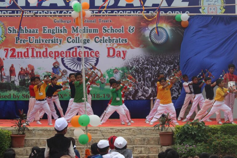 Children performing at Independence day celebration at Shahbaaz school and PU college