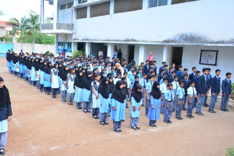 Students on Shahbaaz school and PU college in an assembly