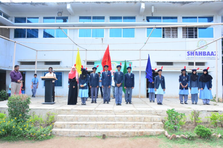 Students during Investiture ceremony at Shahbaaz school and PU college Gulbarga