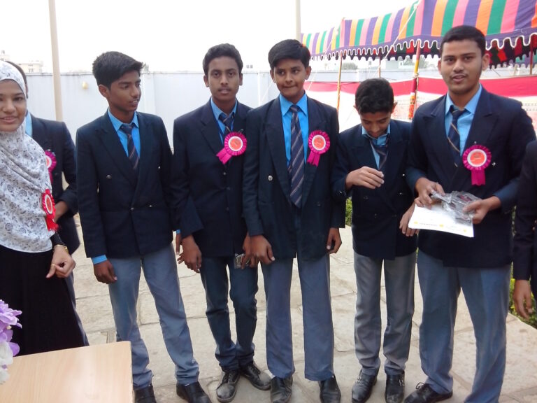 Students during science exhibition at Shahbaaz school and Pu college