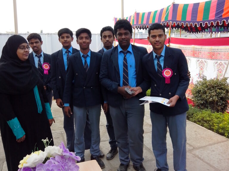 Students during science exhibition in Shahbaaz school and PU college