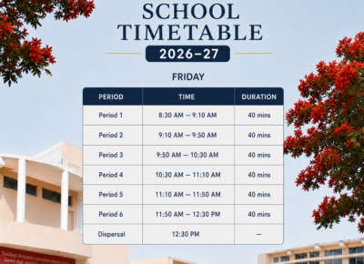 Shahbaaz School Timetable Friday