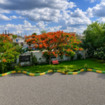 Landscaped garden area in the Assembly Ground at Shahbaaz.