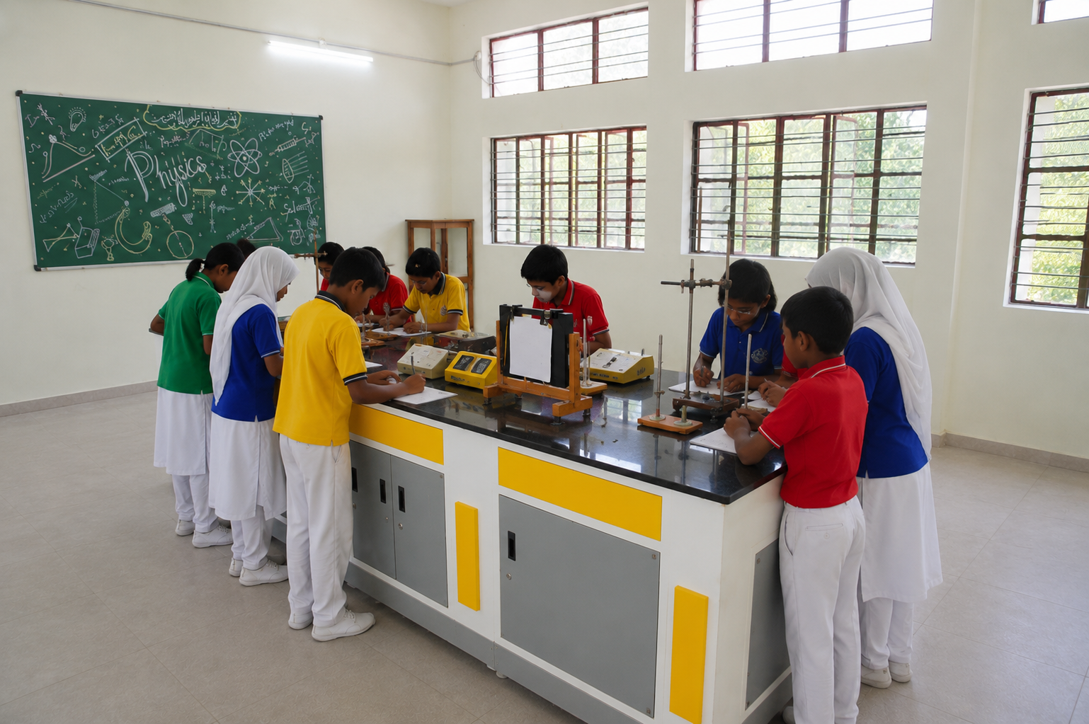 Physics Lab Lesson in Progress for Class VII Shahbaaz School