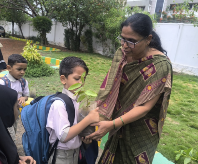 Primary School Students Getting Free Lemon and Guava Saplings as Gifts on First Day of School at Shahbaaz